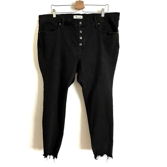 Madewell Black Skinny High-Rise Distressed Button-Fly Jeans Plus Size 35P - Picture 2 of 14